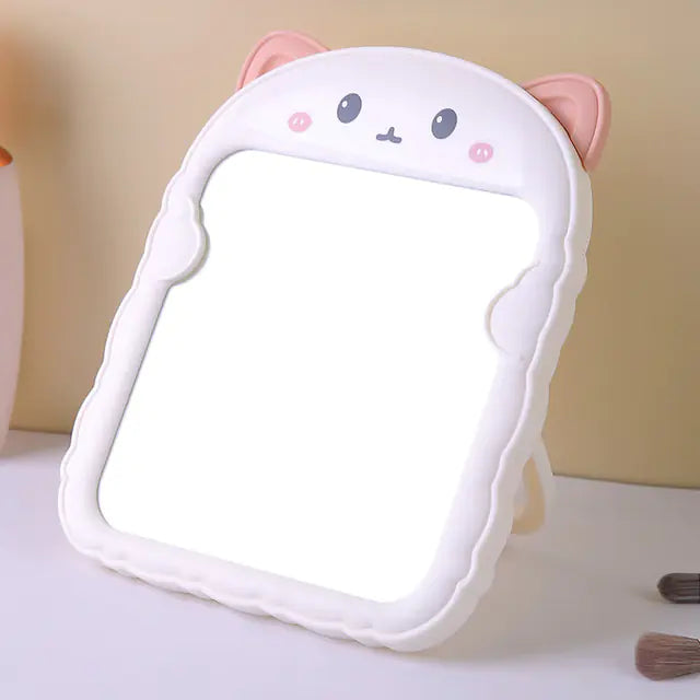 Foldable Bear Ear Cat Makeup Mirror - HD Desktop Design