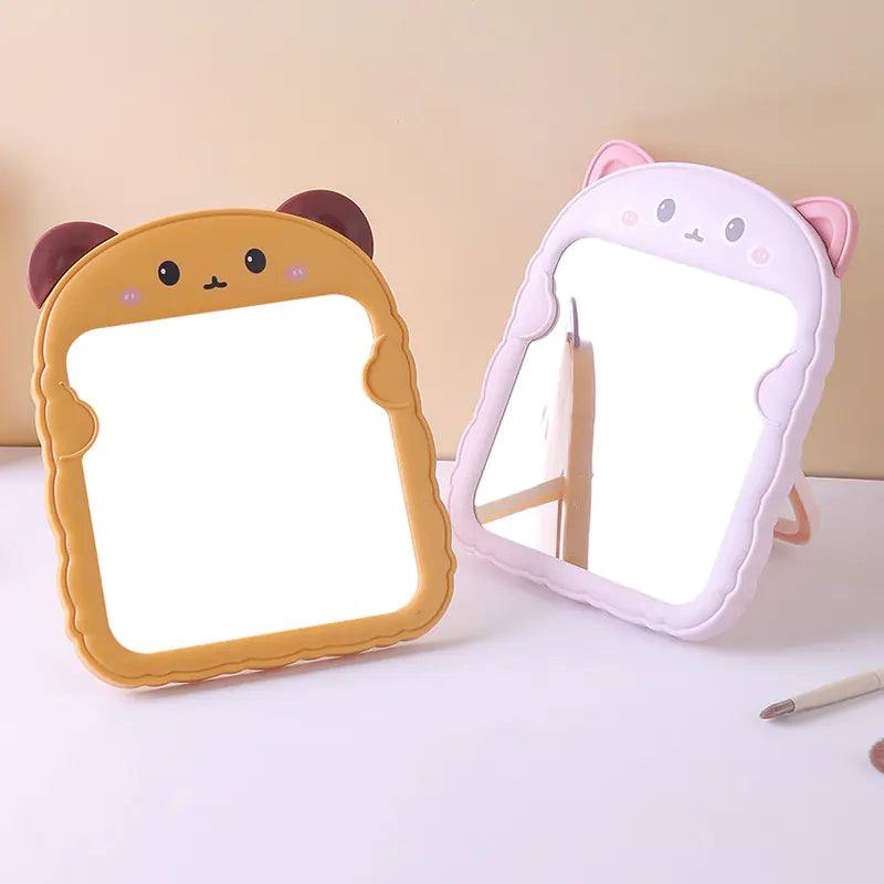 Foldable Bear Ear Cat Makeup Mirror - HD Desktop Design