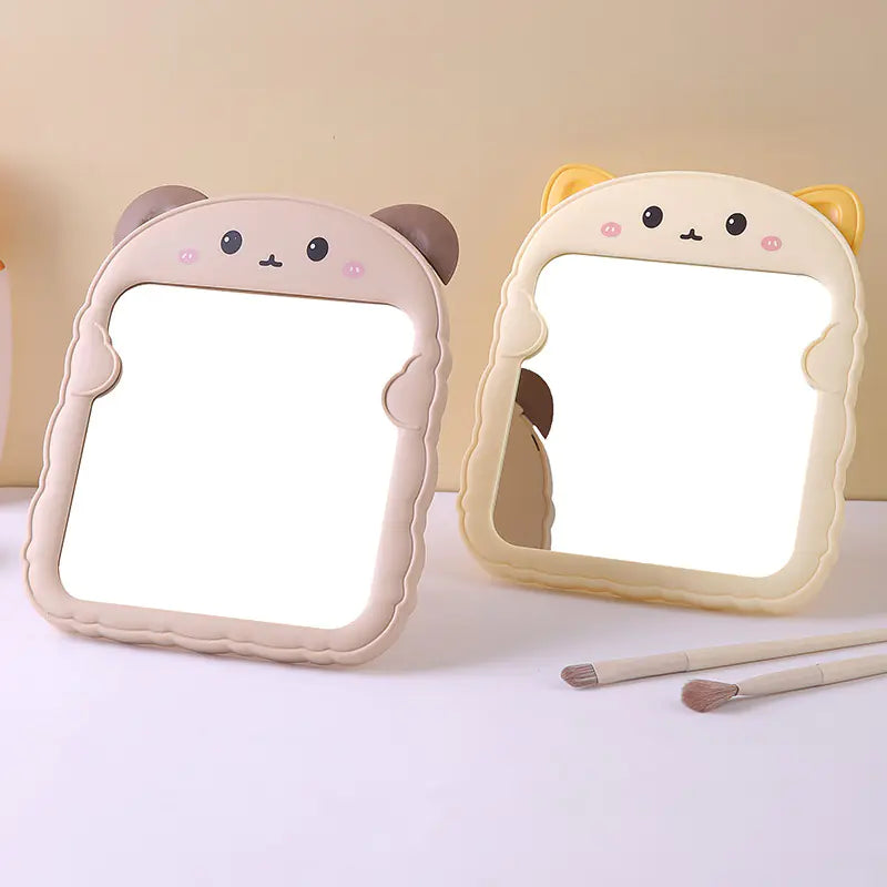 Foldable Bear Ear Cat Makeup Mirror - HD Desktop Design